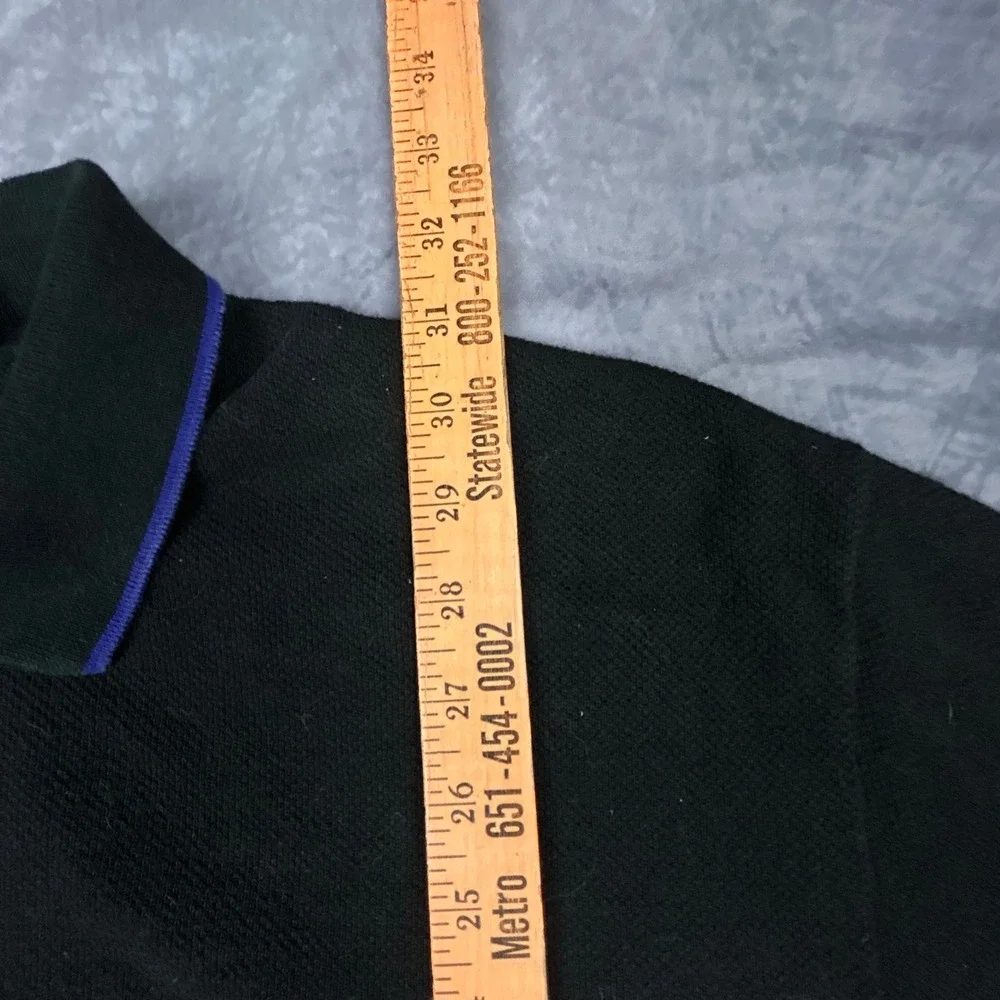 Vintage Polo Ralph Lauren XL Black Purple‎ Striped Pique Polo Shirt 90s Y2K